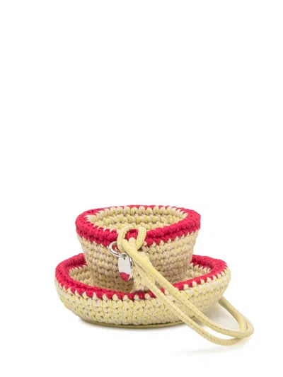 Jw Anderson Tea Cup Bag Charm In Brown
