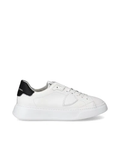 Philippe Model Temple Low Sneakers In White Leather In White