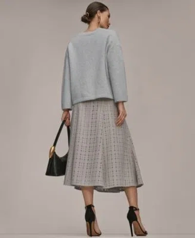 Donna Karan Womens Crewneck Oversized Sweater Side Zip A Line Skirt