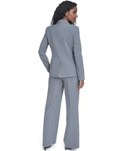 Calvin Klein Womens Classic Buttoned Blazer Pinstripe Vest Top Mid Rise Pants In Gray