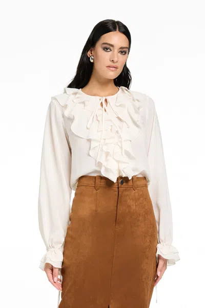 Toccin Pos - Tobi Exaggerated Ruffle Blouse In White