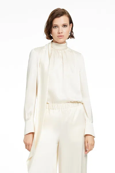 Toccin Veronica Long Sleeve Pussy-bow Blouse In White