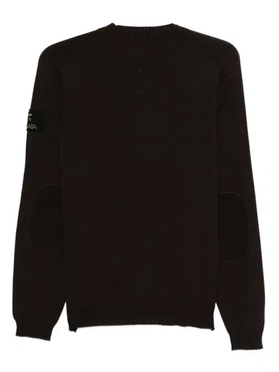 Premiata Logo-patch Crew-neck Sweater In Brown