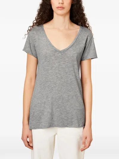 American Vintage Jacksonville V-neck T-shirt In Gray