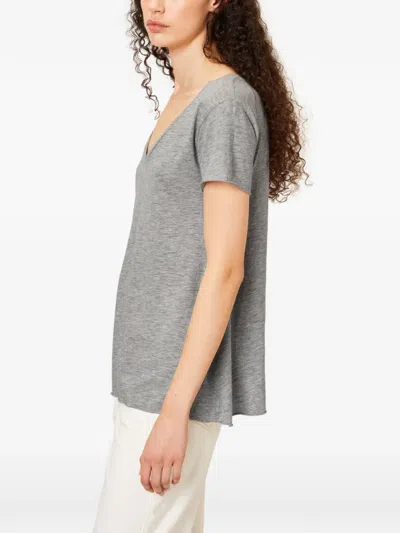 American Vintage Jacksonville V-neck T-shirt In Gray