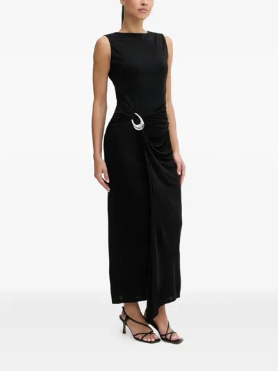Hugo Boss Nastasiel Ring-detail Maxi Dress In Black