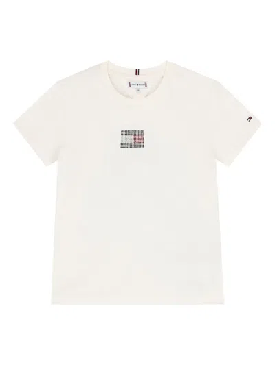 Tommy Hilfiger Junior Embellished Logo T-shirt In Neutral