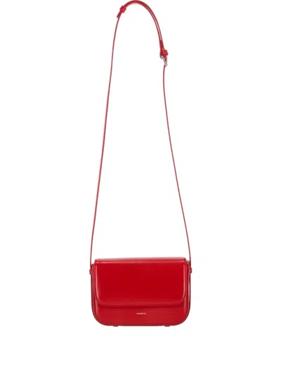 Stand Oil Flap Crossbody Bag In Red