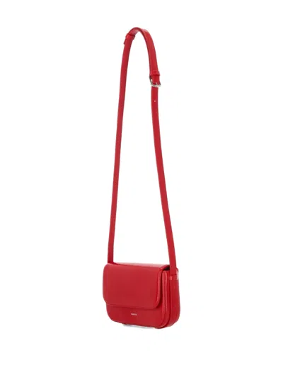 Stand Oil Flap Crossbody Bag In Red