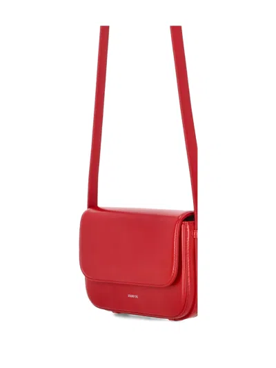 Stand Oil Flap Crossbody Bag In Red