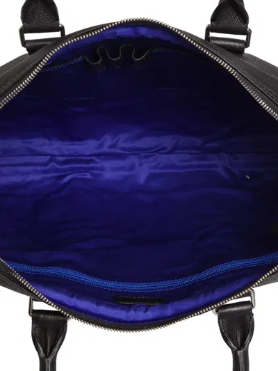 Le Tanneur Slim Charles Pebbled Leather Briefcase In Black