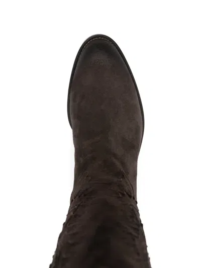 Sartore Suede Appliqué Boots In Brown