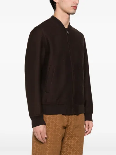 Sandro Double-faced Bomber Jacket In Brown