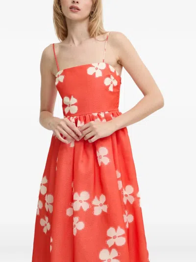 Stine Goya Yanina Midikleid Aus Floralem Jacquard In Orange