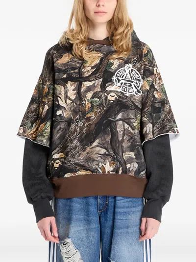 A Bathing Ape Tree Edge Camo Layered Hoodie In Brown