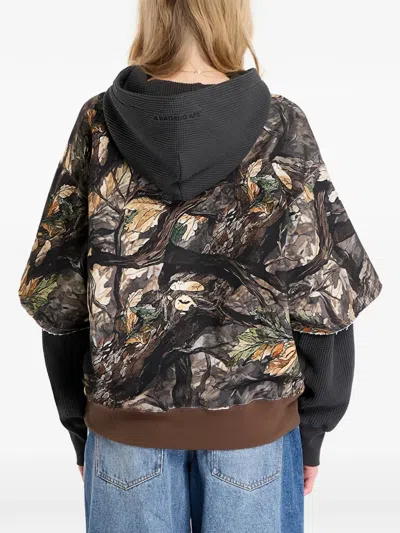 A Bathing Ape Tree Edge Camo Layered Hoodie In Brown