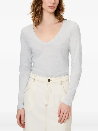 American Vintage Gamipy V-neck T-shirt In Gray