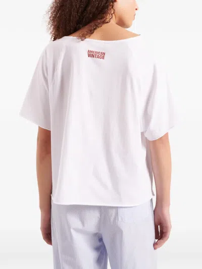 American Vintage Apoly Boat-neck T-shirt In White