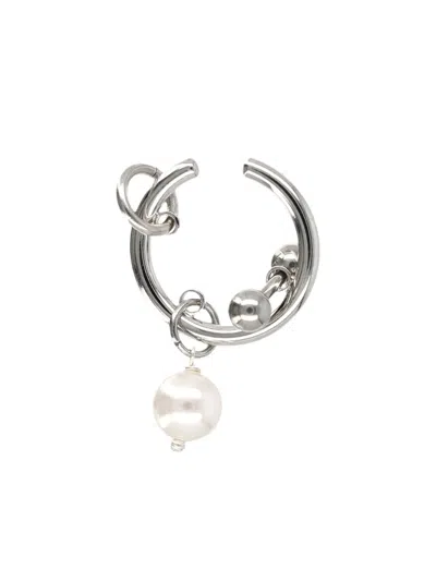 Justine Clenquet Betsy Pearl Drop Earcuff In Silver