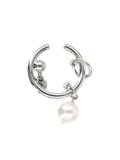 Justine Clenquet Betsy Pearl Drop Earcuff In Silver
