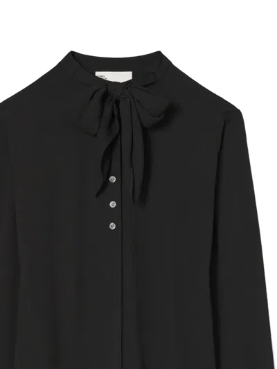Tory Burch Bow Georgette Blouse In Black