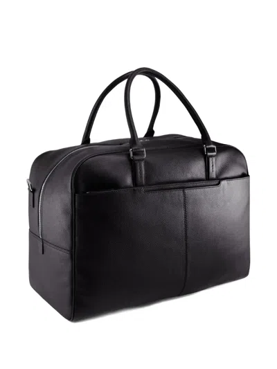 Le Tanneur Charles Travel Duffle In Pebbled Leather In Black