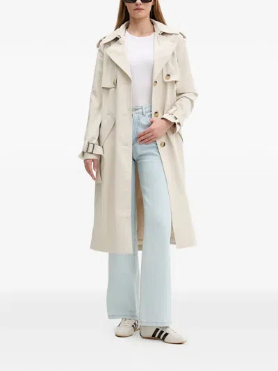 Desigual Pleated-back Trench Coat In Neutral