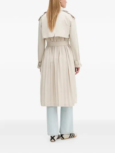 Desigual Pleated-back Trench Coat In Neutral