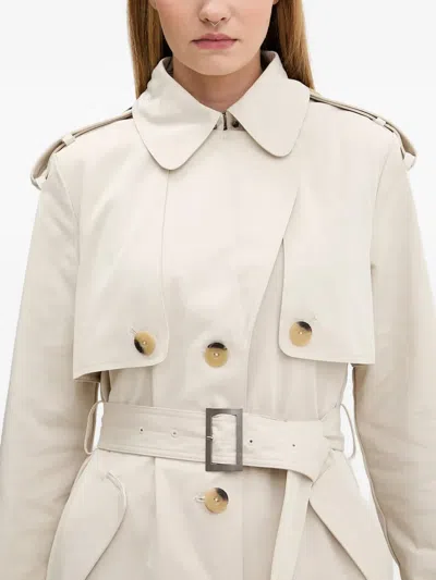 Desigual Pleated-back Trench Coat In Neutral