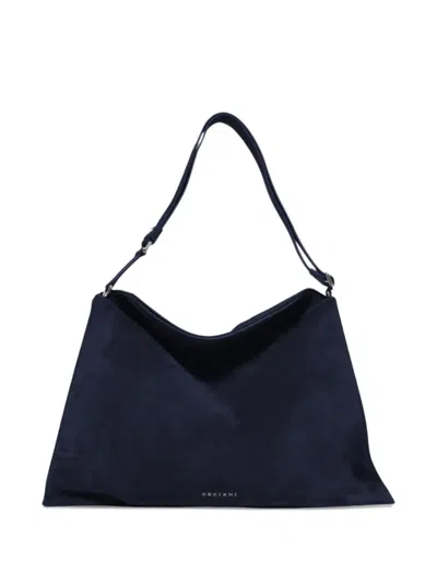 Orciani Large Trinity Peach Contrast-strap Shoulder Bag In Blue