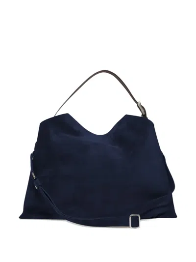Orciani Large Trinity Peach Contrast-strap Shoulder Bag In Blue