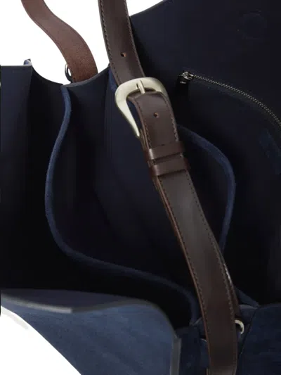 Orciani Large Trinity Peach Contrast-strap Shoulder Bag In Blue