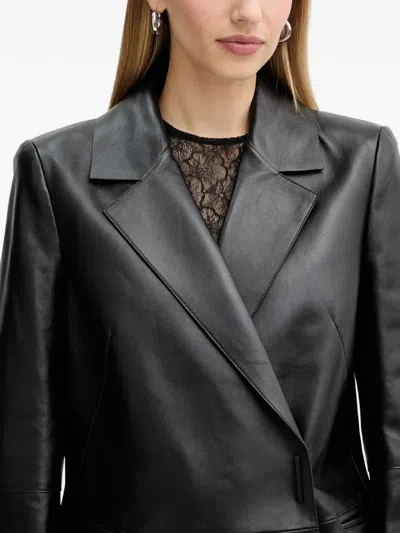 Hugo Boss Double-breasted Coat In Black