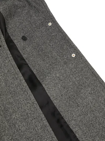Fiorucci Belted Herringbone Coat In Gray