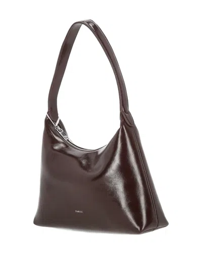 Stand Oil Zip Logo-print Shoulder Bag In Brown
