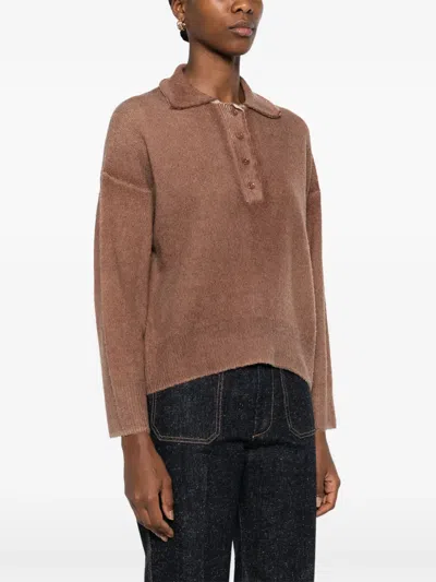 Lebor Gabala Buttoned Collared Top In Brown