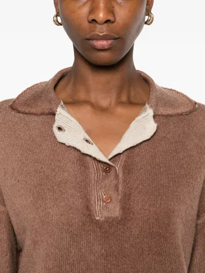 Lebor Gabala Buttoned Collared Top In Brown