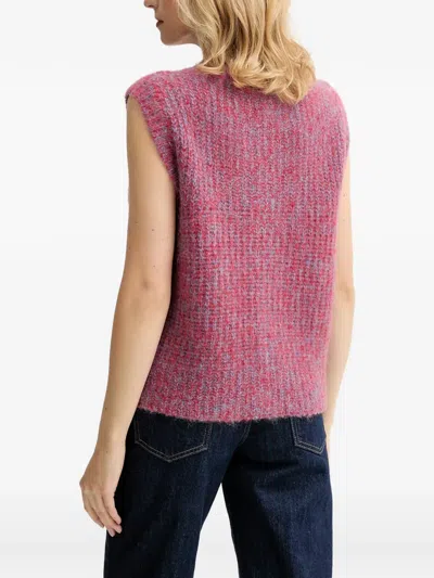 American Vintage East Button Sleeveless Cardigan In Red