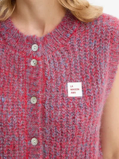 American Vintage East Button Sleeveless Cardigan In Red