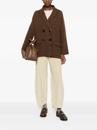 Lebor Gabala Double-breasted Blazer In Brown