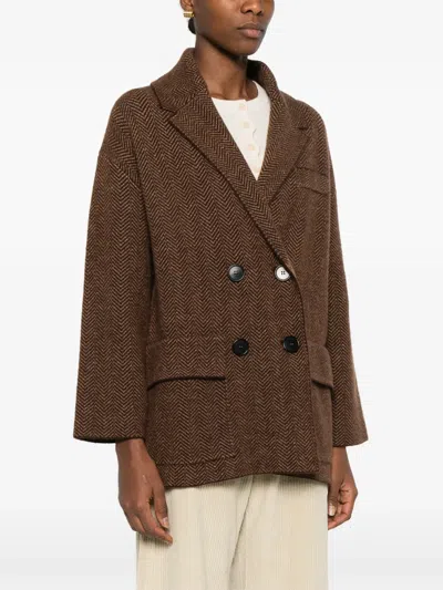Lebor Gabala Double-breasted Blazer In Brown