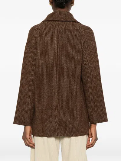 Lebor Gabala Double-breasted Blazer In Brown