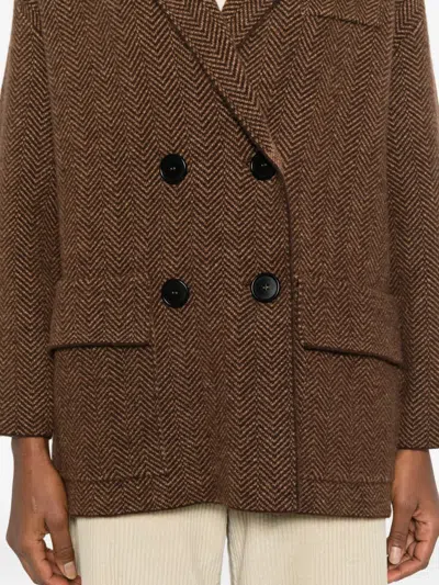 Lebor Gabala Double-breasted Blazer In Brown