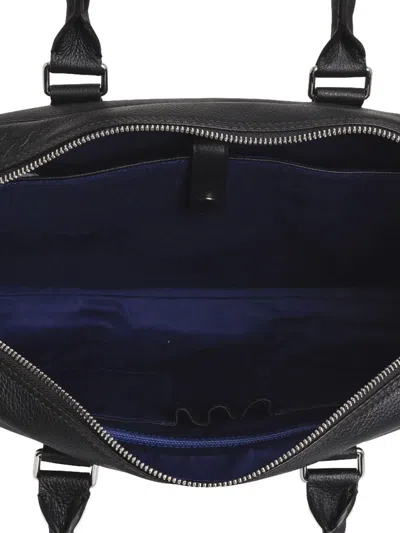 Le Tanneur Slim Charles Pebbled Leather Briefcase In Black