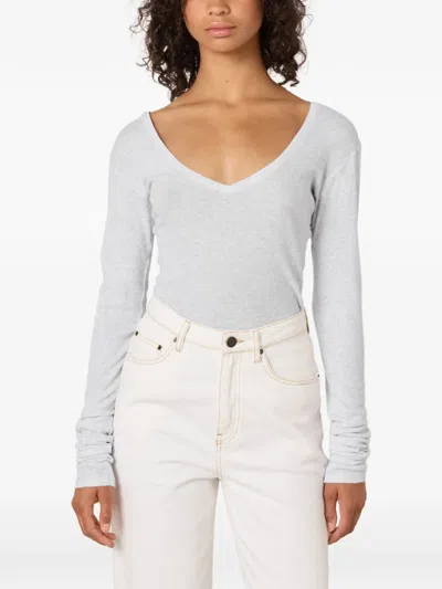 American Vintage Massachusetts Long-sleeve T-shirt In Gray