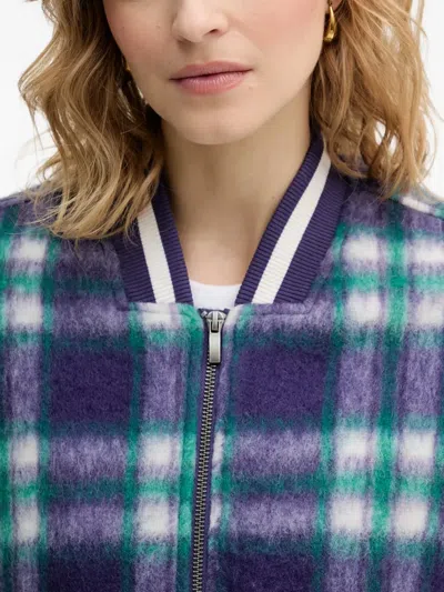 Benetton Checked Zip Jacket In Blue