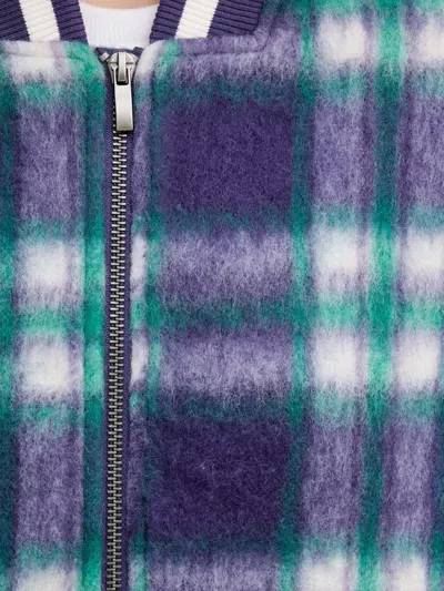 Benetton Checked Zip Jacket In Blue