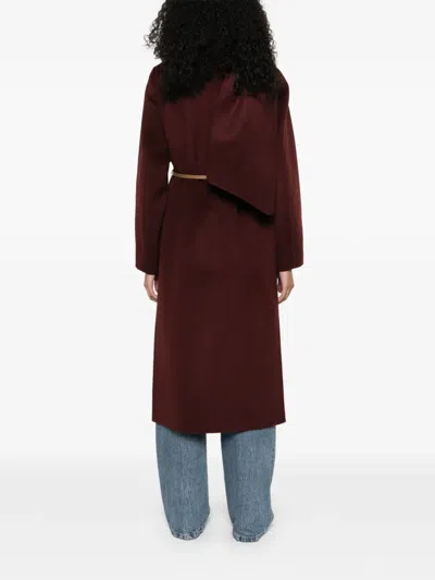 Vanessa Bruno Belted Scarf Double-breasted Coat In Red