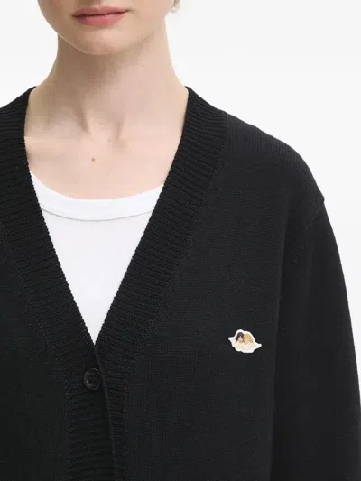 Fiorucci Angels-patch Button-fastening Cardigan In Black