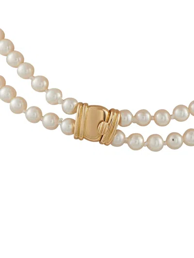 Pre-owned Van Cleef & Arpels Diamond Coral And Pearl Bow-pendant Necklace In Gold